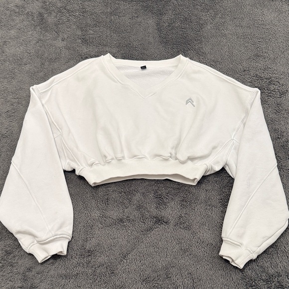 Oner Active White V-Neck Cropped Sweatshirt - Picture 1 of 7